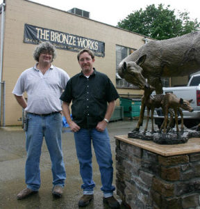 Kevin Keating and Jeff Oens operate The Bronze Works, a professional fine art foundry and gallery in Tacoma that produces bronze sculptures showcased around the world. (PHOTO BY TODD MATTHEWS)
