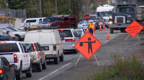 Traffic congestion accompanies a road-improvement project on 112th Street East between Canyon Road and Woodland Avenue. (PHOTO COURTESY PIERCE COUNTY)