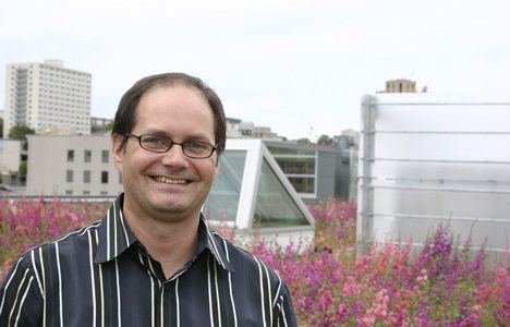 "Our goal is for as little water as possible to make its way into the stormwater system," says BLRB Architects Associate Ben Ferguson of the green roof atop Pacific Plaza in downtown Tacoma. (PHOTO BY TODD MATTHEWS)