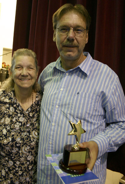 Winthrop resident Glenn Grigsby accepted a Safe Streets Superstar Award this week with his mother Mary Court. Grigsby, two other individuals, and one community group were honored at Bethlehem Baptist Church on Portland Avenue during an event that also marked the organization's 20th anniversary. (PHOTO BY TODD MATTHEWS)