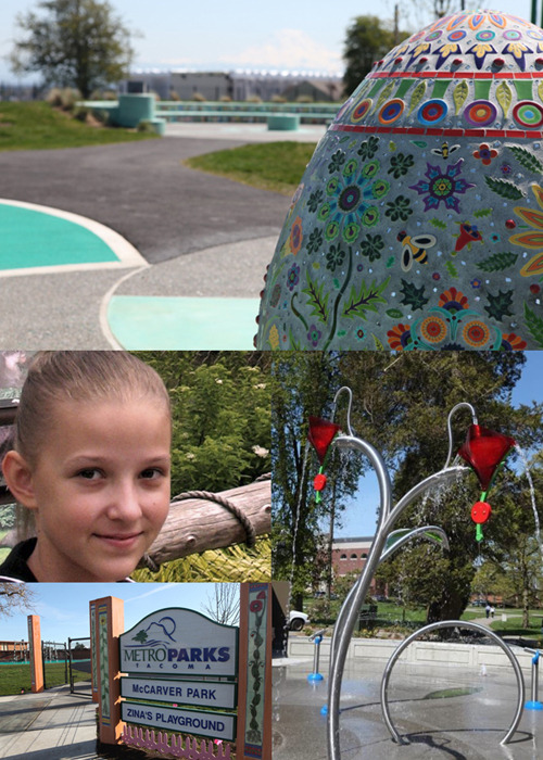 Four years after the tragic abduction and murder of 12-year-old Zina Linnik, classmates, faculty and community members of the McCarver Elementary student gathered earlier this year to celebrate Play in Peace Day and park improvements that have been made in Linnik's memory. Their design concept for McCarver Park included unique Ukrainian inspired art, including huge mosaic eggs. (PHOTOS COURTESY METRO PARKS TACOMA)