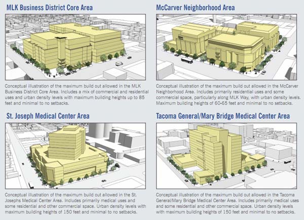 Four conceptual illustrations provided by the City of Tacoma show what Tacoma's MLK Business District could look like in the future. (COURTESY CITY OF TACOMA)