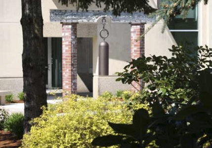 The Worker Memorial Garden on the grounds of the Department of Labor & Industries' headquarters in Tumwater serves as a year-round remembrance of fallen workers. In 2007, a brass bell sculpture by artist Tom Torrens was donated by the Washington State Building and Construction Trades Council and installed in the garden. The garden and bell are dedicated to all Washington workers who die from a workplace injury or illness. Each year at the annual Worker Memorial Day ceremony relatives ring this bell in honor of their loved one. (PHOTO COURTESY WASHINGTON STATE DEPARTMENT OF LABOR & INDUSTRIES)