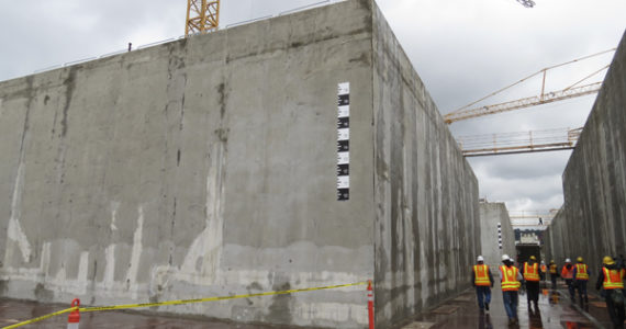 On Friday, crews prepared for the float out of the first cycle of SR 520 pontoons in Tacoma The depth meter will tell crews how deep the water is in the basin and how deep the pontoon sits in the water.