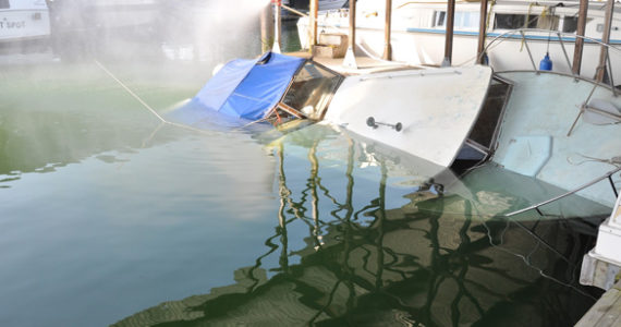 A boat sank at Foss Harbor Marina Wednesday morning / PHOTO COURTESY TACOMA FIRE DEPARTMENT
