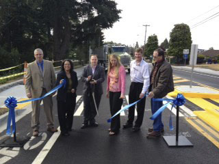 The City of Tacoma marked the completion of its latest eco-friendly road construction project during a ribbon-cutting ceremony Wednesday. (PHOTO COURTESY CITY OF TACOMA)