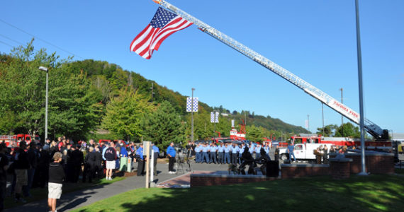 The Tacoma Fire Department honored the victims of 9/11 at a public remembrance ceremony Tuesday morning at the Firefighter's Memorial along Ruston Way in Tacoma. (PHOTO COURTESY TACOMA FIRE DEPARTMENT)