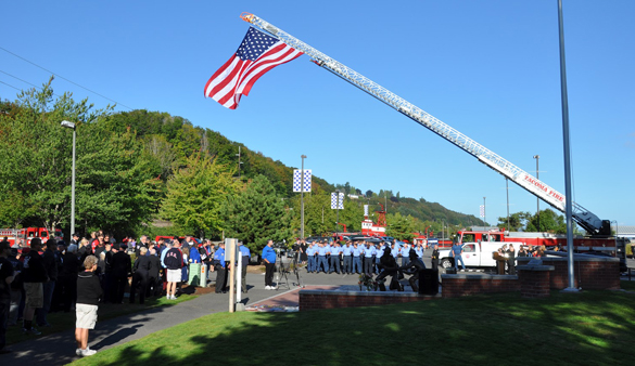 The Tacoma Fire Department honored the victims of 9/11 at a public remembrance ceremony Tuesday morning at the Firefighter's Memorial along Ruston Way in Tacoma. (PHOTO COURTESY TACOMA FIRE DEPARTMENT)