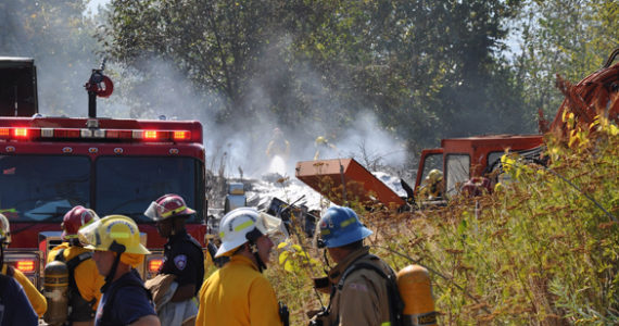 Tacoma fire fighters responded mid-day Thursday to a brush fire in the Northeast Tacoma and Fife Heights area. (PHOTO COURTESY TACOMA FIRE DEPARTMENT)