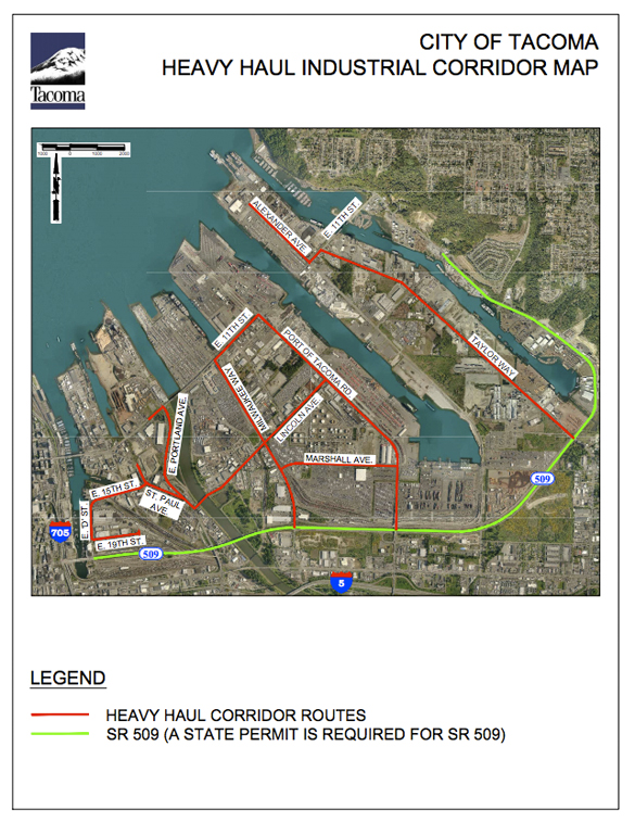 City of Tacoma Heavy Haul Industrial Corridor Map. (IMAGE COURTESY CITY OF TACOMA)