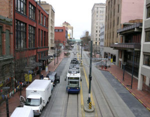Sound Transit's Link light rail passes through downtown Tacoma. (FILE PHOTO BY TODD MATTHEWS)