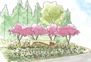 The South Sprague Avenue Enhancement Project will include landscape improvements, rain gardens, and a new median to provide traffic calming for a new neighborhood gateway wing. (IMAGE COURTESY CITY OF TACOMA)