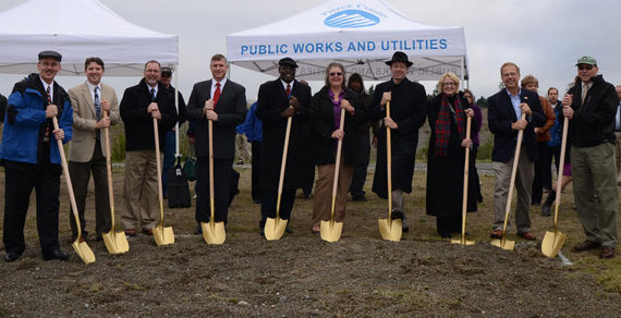 Pierce County officials marked the start of construction on the Chambers Creek Regional Wastewater Treatment Plant expansion with a groundbreaking ceremony Thursday morning. (PHOTO COURTESY PIERCE COUNTY)