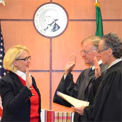 Pierce County Executive Pat McCarthy officially took the oath of office on Dec. 20 for her second term that begins next month. (PHOTO COURTESY PIERCE COUNTY)