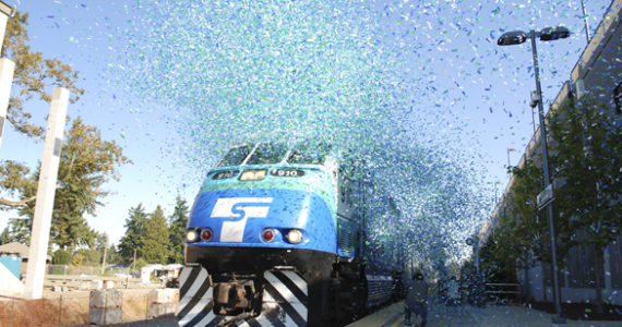 Tacoma and Pierce County commuters celebrated Sounder service to South Tacoma and Lakewood. (PHOTO COURTESY SOUND TRANSIT)