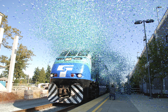 Tacoma and Pierce County commuters celebrated Sounder service to South Tacoma and Lakewood. (PHOTO COURTESY SOUND TRANSIT)