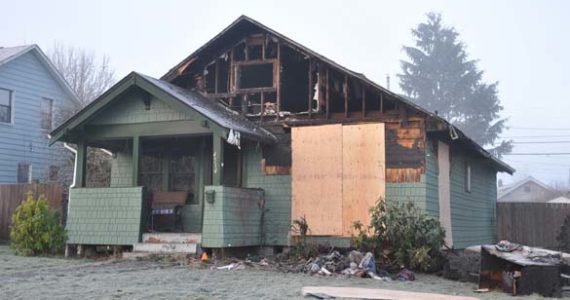 Tacoma fire fighters responded to a house fire at approximately 10:20 p.m. Tuesday night. Fire crews arrived at the scene to find heavy flames and smoke pouring out of the front of the 1.5-story, 936-square-foot single-family residence located in the 4500 block of South Fawcett Avenue. (PHOTO COURTESY TACOMA FIRE DEPARTMENT)