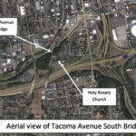 An aerial view of the Tacoma Avenue South Bridge. (IMAGE COURTESY CITY OF TACOMA)