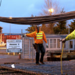 Iron workers were up early Monday morning to work on the third cycle of pontoons that will be built in Tacoma. (PHOTO COURTESY WASHINGTON STATE DEPARTMENT OF TRANSPORTATION)