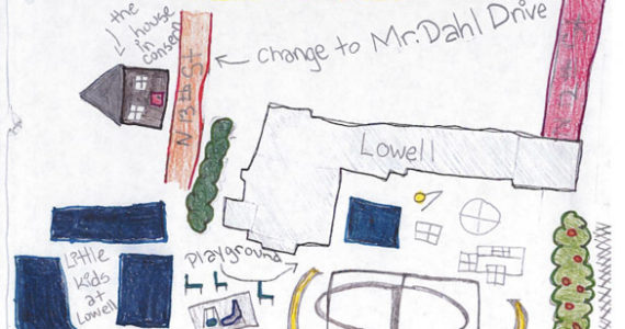 Lowell Elementary School students prepared more than a dozen hand-drawn maps of the area and the section of the street to be renamed. (IMAGE COURTESY LOWELL ELEMENTARY SCHOOL)