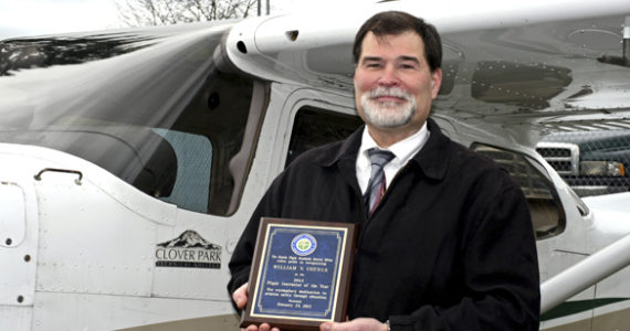 Clover Park Technical College's chief flight instructor, Bill Coyner, has been named the 2012 Flight Instructor of the Year by the Northwest Mountain Region Federal Aviation Administration. (PHOTO COURTESY CLOVER PARK TECHNICAL COLLEGE)