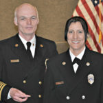 Tacoma Fire Chief Jim Duggan and fire fighter Craig at City Hall on March 27. (PHOTO COURTESY TACOMA FIRE DEPARTMENT)