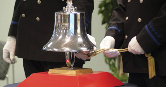 The ceremony was held Tuesday afternoon at L&I's central building in Tumwater. It was open to the public and attended by Governor Jay Inslee, as well as representatives of the Association of Washington Business, the Washington State Labor Council, and the Washington Self-Insurers Association. The ceremony included a reading of the names of the workers who died, accompanied by bell ringers from the Washington State Council of Fire Fighters. (PHOTO COURTESY WASHINGTON STATE DEPARTMENT OF LABOR & INDUSTRIES)