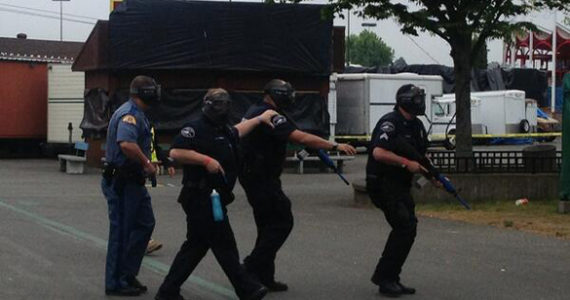 More than 100 representatives from local law enforcement, fire and emergency management agencies are participating in an exercise Thursday at the Washington State Fair Events Center in an effort to develop skills and improve communication during the response to an active-shooter or other violent incident. (PHOTO COURTESY PIERCE COUNTY)