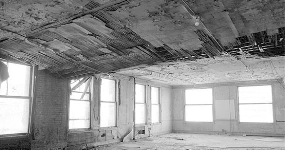 The former Luzon Building in downtown Tacoma, which was designed by two famous Chicago architects, constructed in the 1890s, and demolished in 2009 after the City of Tacoma deemed the historically significant building a safety hazard for fear it would collapse after decades of neglect. A glimpse inside the building prior to its demolition. (FILE PHOTO / TACOMA DAILY INDEX)