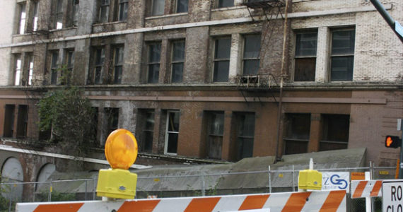 The former Luzon Building in downtown Tacoma, which was designed by two famous Chicago architects, constructed in the 1890s, and demolished in 2009 after the City of Tacoma deemed the historically significant building a safety hazard for fear it would collapse after decades of neglect. (FILE PHOTO BY TODD MATTHEWS)