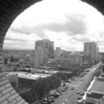 Old City Hall in downtown Tacoma, which was built in 1893 has faced foreclosure, was damaged by a fire set by a transient, was deemed 'derelict' by city inspectors, and was listed as 'endangered' by a local historic preservation group. A view of downtown Tacoma from inside the building. (FILE PHOTO BY TODD MATTHEWS)