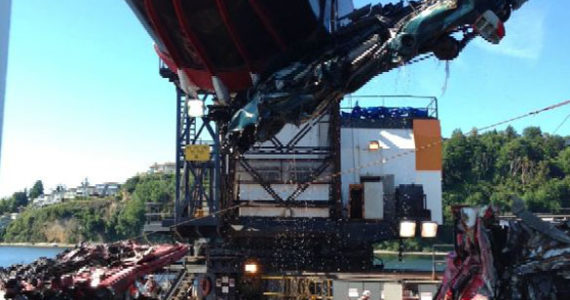 Global Diving & Salvage removed crushed cars from the bottom of Commencement Bay last week. (PHOTO COURTESY GLOBAL DIVING & SALVAGE)