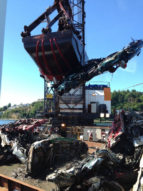 Global Diving & Salvage removed crushed cars from the bottom of Commencement Bay last week. (PHOTO COURTESY GLOBAL DIVING & SALVAGE)