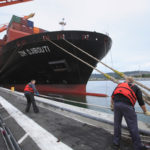 The ZIM Djibouti, the largest container ship ever to call in Tacoma, arrived at the Port of Tacoma on July 10. (PHOTO COURTESY PORT OF TACOMA)