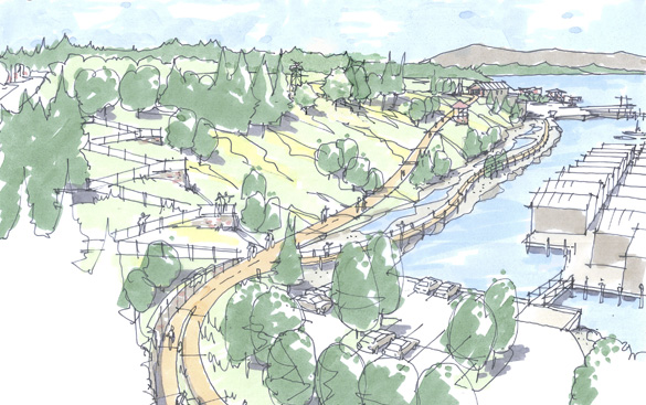 Washington State has awarded $3 million to Metro Parks Tacoma to develop the final half-mile of a seven-mile waterfront trail from downtown Tacoma to Point Defiance Park, and to build an estuary and boardwalk in Point Defiance Park. (IMAGES COURTESY METRO PARKS TACOMA / WASHINGTON STATE RECREATION AND CONSERVATION OFFICE)