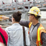 Adrian Braxton, a WSDOT construction inspector, answers a question Saturday. (PHOTO COURTESY WSDOT)