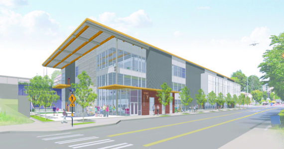 A preliminary design image for the University of Washington Tacoma and the YMCA of Pierce and Kitsap Counties University Y Student Center. The three-story, 70,238-square-foot building will serve UW Tacoma students, faculty and staff, YMCA members and the community. (IMAGE COURTESY UW TACOMA / MCGRANAHAN ARCHITECTS)