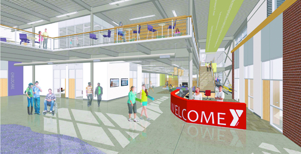 A preliminary design image for the University of Washington Tacoma and the YMCA of Pierce and Kitsap Counties University Y Student Center. The three-story, 70,238-square-foot building will serve UW Tacoma students, faculty and staff, YMCA members and the community. (IMAGE COURTESY UW TACOMA / MCGRANAHAN ARCHITECTS)