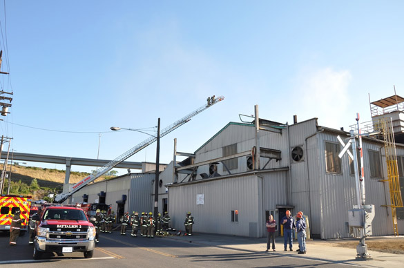 More than 40 Tacoma fire fighters from 10 stations responded to a reported commercial structure fire at Atlas Foundry Thursday evening. (PHOTO COURTESY TACOMA FIRE DEPARTMENT)