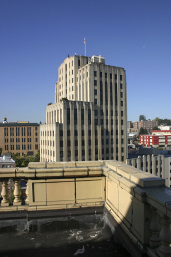 The Winthrop Hotel in downtown Tacoma, which was built in 1925, is in need of millions of dollars in deferred maintenance, according to a report prepared four years ago. A view from the penthouse level. (FILE PHOTO BY TODD MATTHEWS)