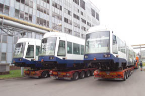 SUMMER 2002 | Three vehicles destined for Tacoma's Link light rail system left the Skoda manufacturing facility in the Czech Republic. (TACOMA DAILY INDEX FILE PHOTO / COURTESY SOUND TRANSIT)