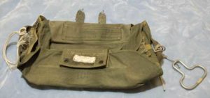 Green, chest-mount reserve container provided to hijacker Dan "D.B." Cooper on Nov. 24, 1971. Part of one of four parachutes provided to the hijacker as part of his demands. (PHOTO COURTESY WASHINGTON STATE HISTORICAL SOCIETY)