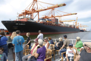 More than 1,000 people participated in Port of Tacoma boat tours during the annual Tacoma Maritime Fest. The tours offered a ship-side view of the largest container ship to call in Tacoma. The ZIM Djibouti holds 10,000 containers, and its length stretches nearly twice the height of the Space Needle. (PHOTO COURTESY PORT OF TACOMA)