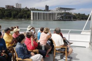 Visitors glide by the TEMCO/Cargill grain terminal during the Port of Tacoma's free boat tours during the annual Tacoma Maritime Fest. (PHOTO COURTESY PORT OF TACOMA)