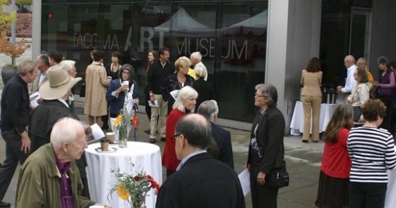 Guests gather Thursday during a groundbreaking ceremony in downtown Tacoma to mark the beginning of a $15.5 million, 16,000-square-foot building expansion and redesign of the Tacoma Art Museum. (PHOTO BY TODD MATTHEWS)