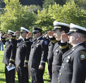 The Tacoma Fire Department hosted a public remembrance ceremony at Marine Park along Ruston Way Wednesday morning to mark the 12th anniversary of the 9/11 tragedy. Guest speakers included Tacoma City Councilmember Robert Thoms and Tacoma Fire Chief James P. Duggan. The event was part of a nationwide salute to firefighters, police officers, emergency medical services workers and civilians whose lives were forever changed on that day. (PHOTO COURTESY TACOMA FIRE DEPARTMENT)