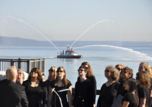 The Tacoma Fire Department hosted a public remembrance ceremony at Marine Park along Ruston Way Wednesday morning to mark the 12th anniversary of the 9/11 tragedy. Guest speakers included Tacoma City Councilmember Robert Thoms and Tacoma Fire Chief James P. Duggan. The event was part of a nationwide salute to firefighters, police officers, emergency medical services workers and civilians whose lives were forever changed on that day. (PHOTO COURTESY TACOMA FIRE DEPARTMENT)