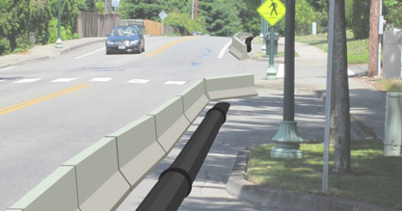 Artist's rendering of the sewer bypass pipe along Grandview Drive West. (IMAGE COURTESY PIERCE COUNTY)