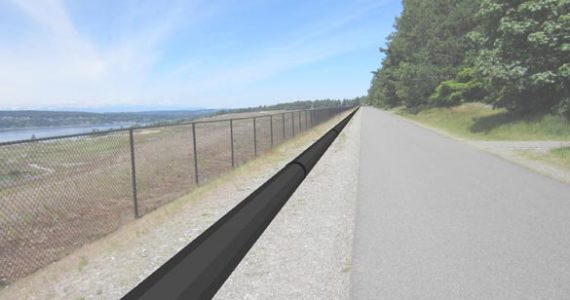 An artist's rendering of sewer bypass pipe along the Grandview Trail. (IMAGE COURTESY PIERCE COUNTY)