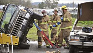 Tacoma firefighters this week participated in a multi-company drill to hone their skills during a mass causality incident. (PHOTO COURTESY TACOMA FIRE DEPARTMENT)